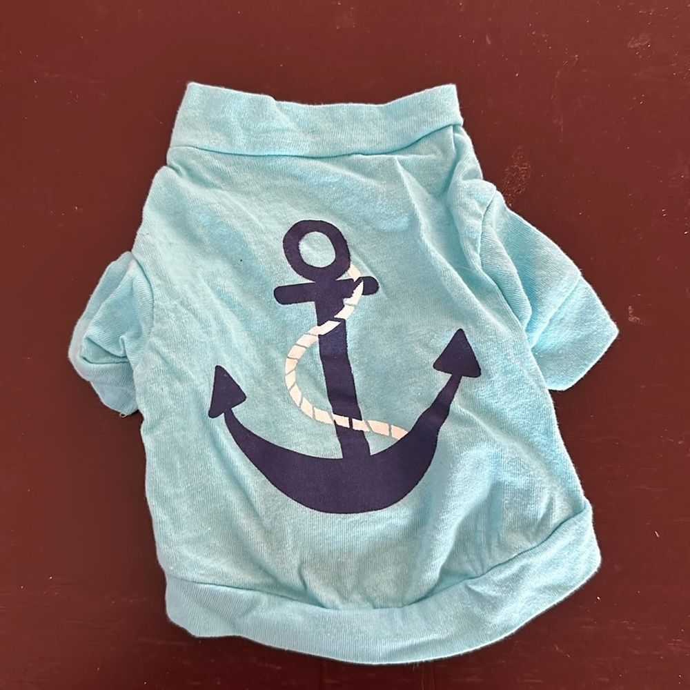 Baby Bao Dog Shirt Blue Anchor Graphic Pet Clothing Size XS Small Puppy Tee